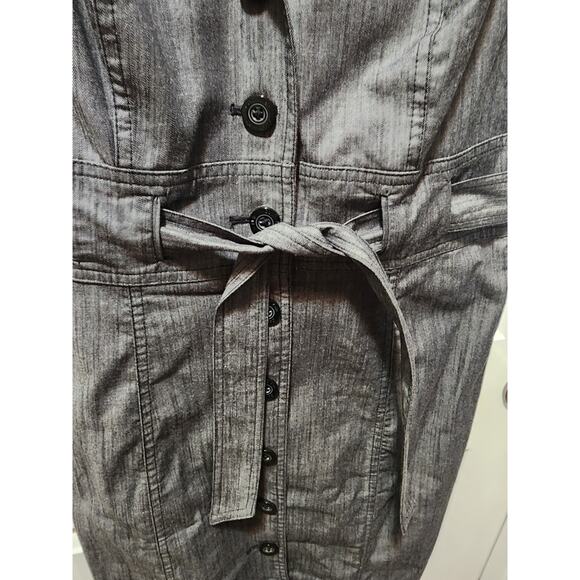 Calvin Klein Dark Gray Short Sleeve Button Down Denim Sheath Dress Career Sz. 10 - Picture 4 of 9